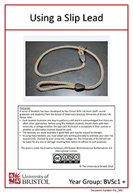 Clinical skills instruction booklet cover page, Using a slip lead